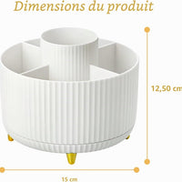 Organisateur de maquillage et de pinceaux rotatif à 360°