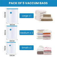 5 x Sacs de rangement sous vide + Pompe